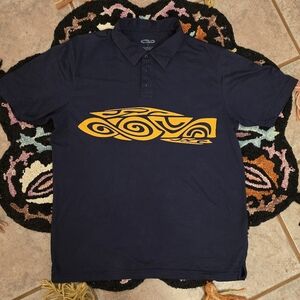 🔥🔥Crazy Shirt Navy Polo with Yellow Graphic Pima Cotton🔥🔥Size XL